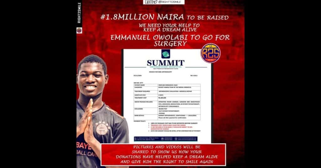 Emmanuel Owolabi’s Football Career at Risk Due to Severe Injury