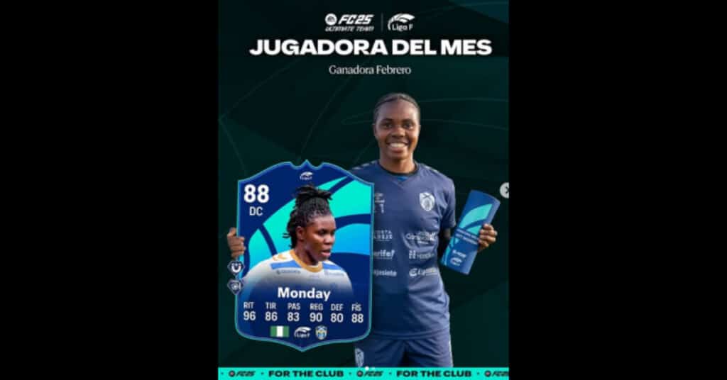 Gift Monday Named Liga F Player of the Month for February 2025